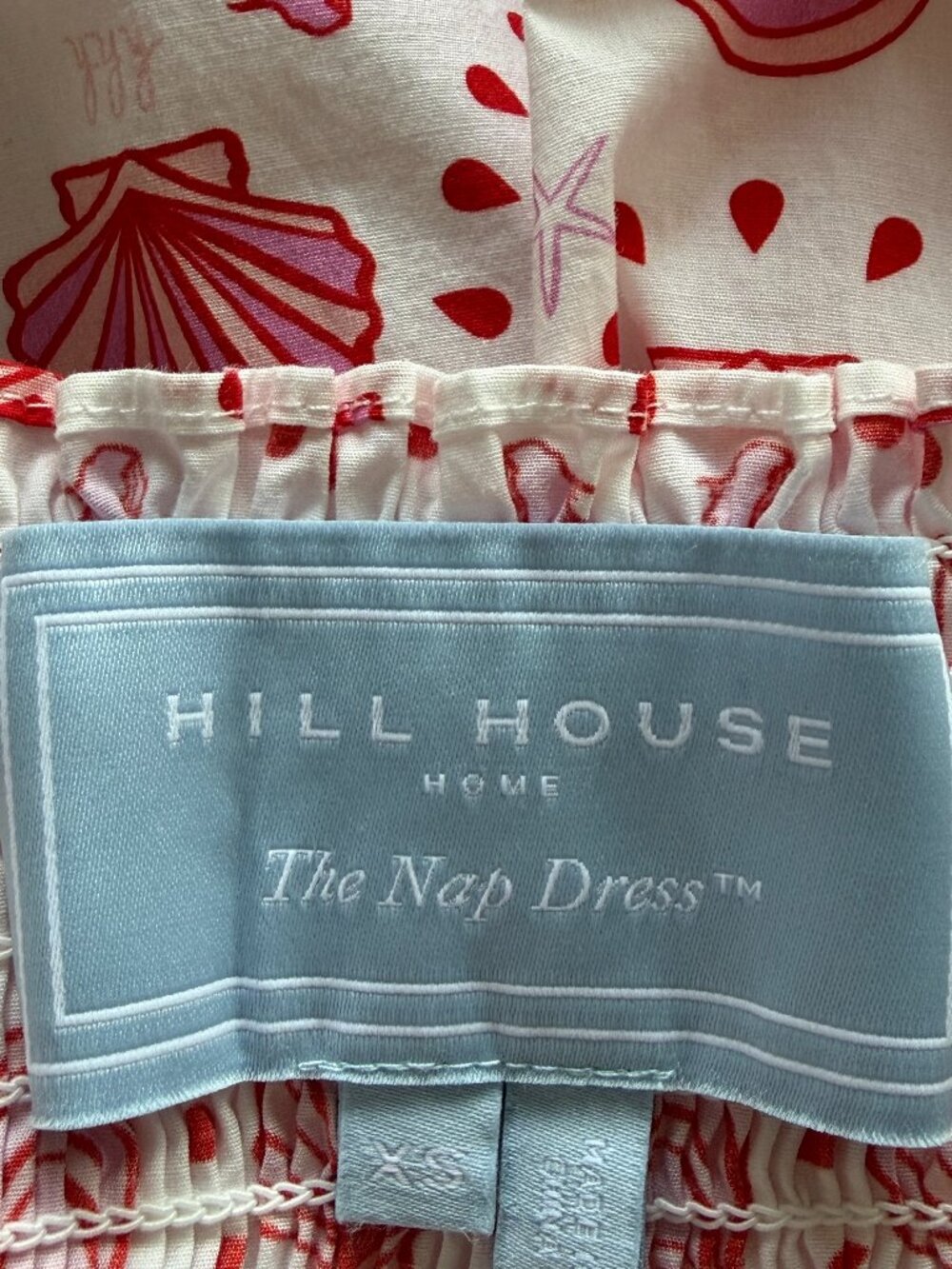 Hill House Home Athena Nap cotton mini shirred Dress Sz XS mermaids/shells - Picture 10 of 11